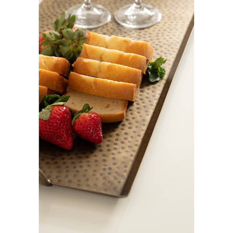 Kate and Laurel Sanzo Hammered Rectangle Metal Tray