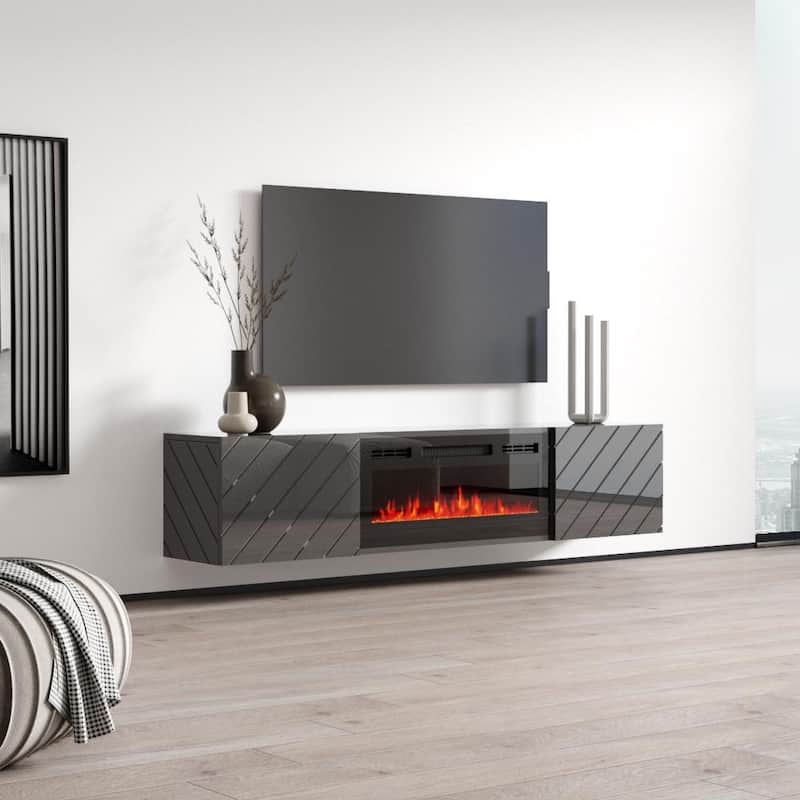 Luxe EF Wall Mounted Electric Fireplace Modern 72" TV Stand