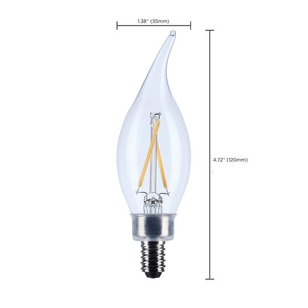 3 Watt CA10 LED Candelabra Base Clear 3000K CCT 120 Volt