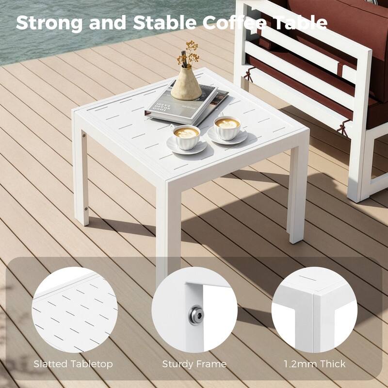 11-Piece Luxury Aluminum Outdoor Furniture Set with Chaise Lounge & Fire Pit Table, 29" Deep Seating Aluminum Patio Sectional