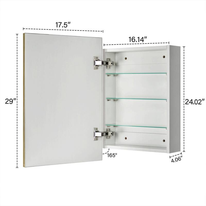 TEHOME Velin Recessed and Surface Mount Bathroom Medicine Cabinet with Mirror Square Cornered Metal Framed Rounded Rectangle