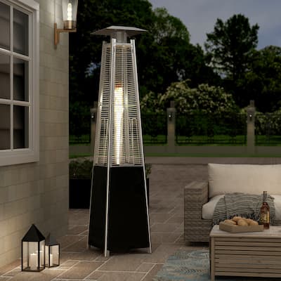 Kerrogee 46000 BTU Steel Propane Patio Heater Standing Tower Gas w/ Wheels - 17.9"W x 17.9"L x 87.8"H