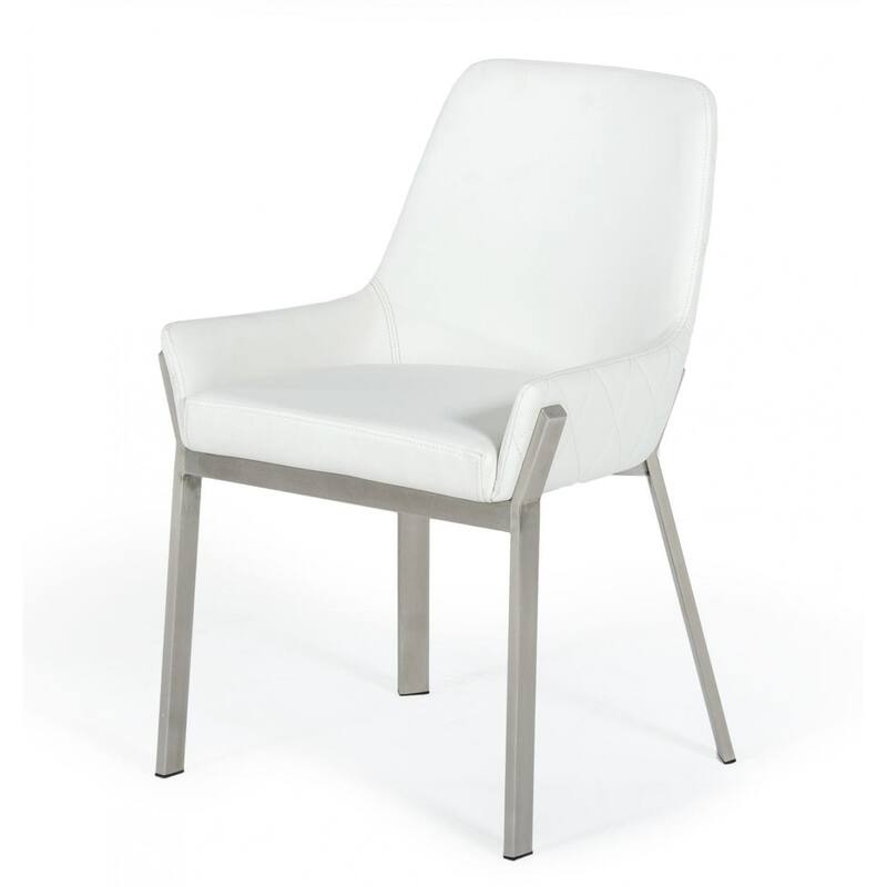 White Brushed Stainless Steel Dining Chair
