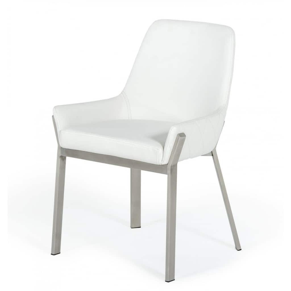 White Brushed Stainless Steel Dining Chair