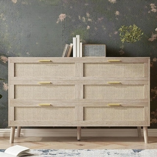 6 Drawer Rattan Dresser, with Handles
