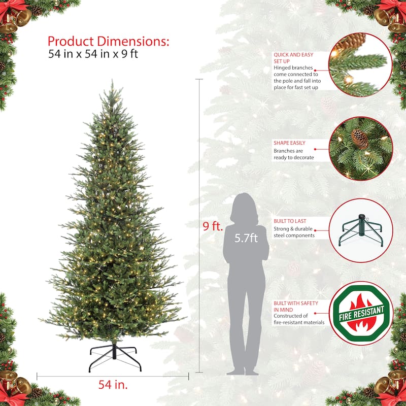 Puleo International 9 ft. Pre-lit Artificial Slim Balsam Christmas Tree