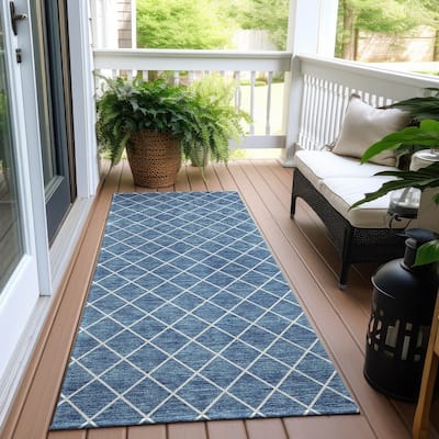 Machine Washable Indoor/ Outdoor Chantille Diamond Trellis Rug