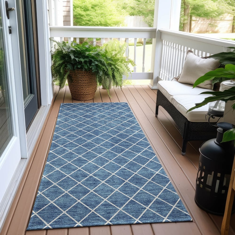 Machine Washable Indoor/ Outdoor Chantille Diamond Trellis Rug