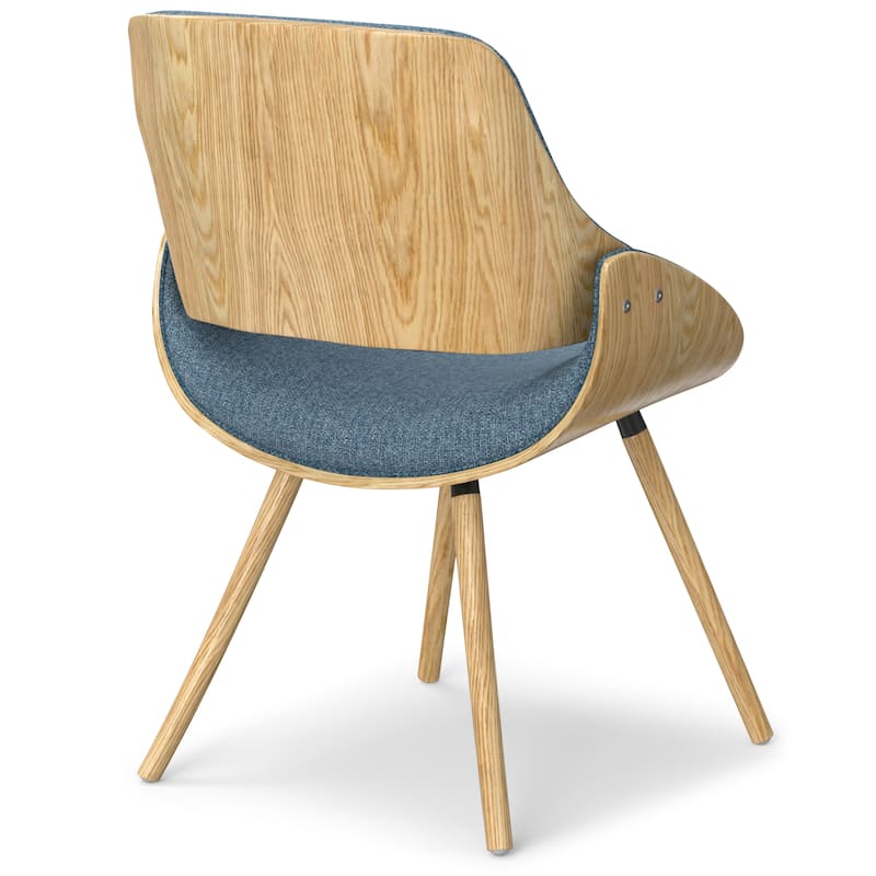 WYNDENHALL Malone Mid Century Modern Bentwood Dining Chair with Light Wood in Polyester linen - 22.8" D x 20.9" W x 30.9"H