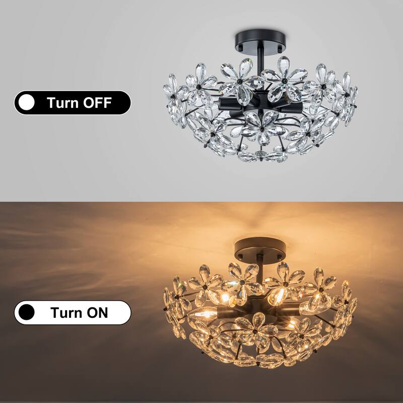 Starsky 6 Light Crystal Flower Shaped Flush Mount