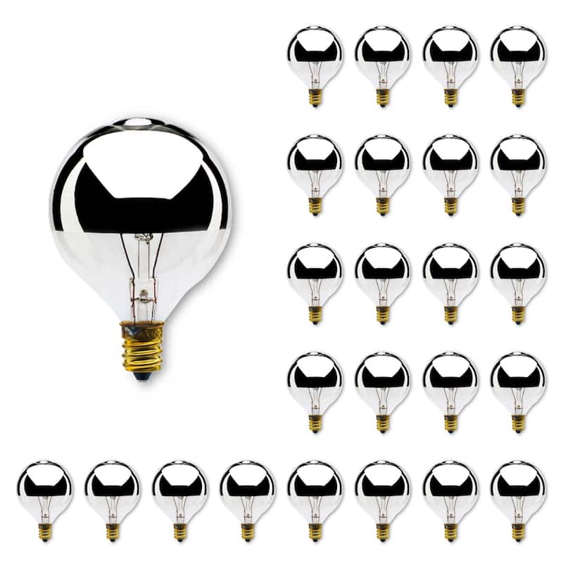 Bulbrite Pack of (25) Dimmable Half Chrome G16.5 Candelabra (E12) Incandescent Bulb - 40 Watt