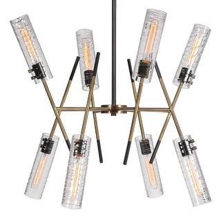 8 Light Linear Ceiling Pendant - 32" - Brass Finish