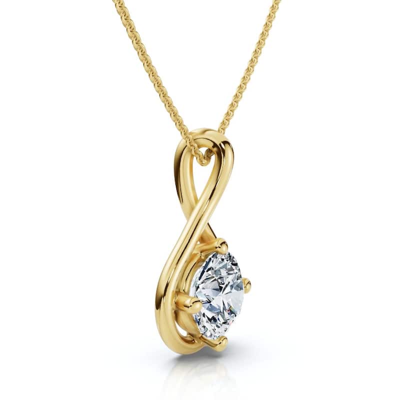 Bliss Diamond 1Ct Diamond Infinity Pendant Gold Necklace 18" Lab Grown EF/VS - Yellow