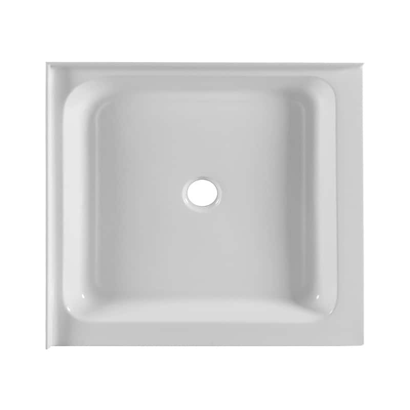 Fine Fixtures Double Threshold Acrylic Shower Base - Non-Slip Textured Surface Shower Floor Pan in White