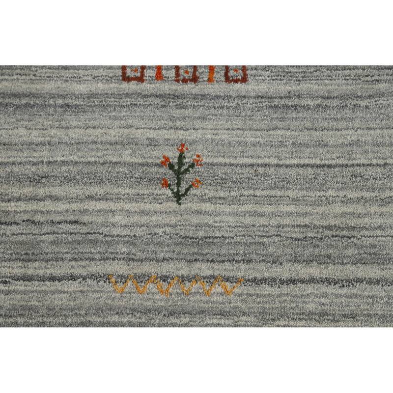 Hand Knotted Oriental 100% Wool Carpet Tribal Animal Pictorial Greys & Charcoal Gabbeh Area Rug - 8' 0'' X 5' 0''