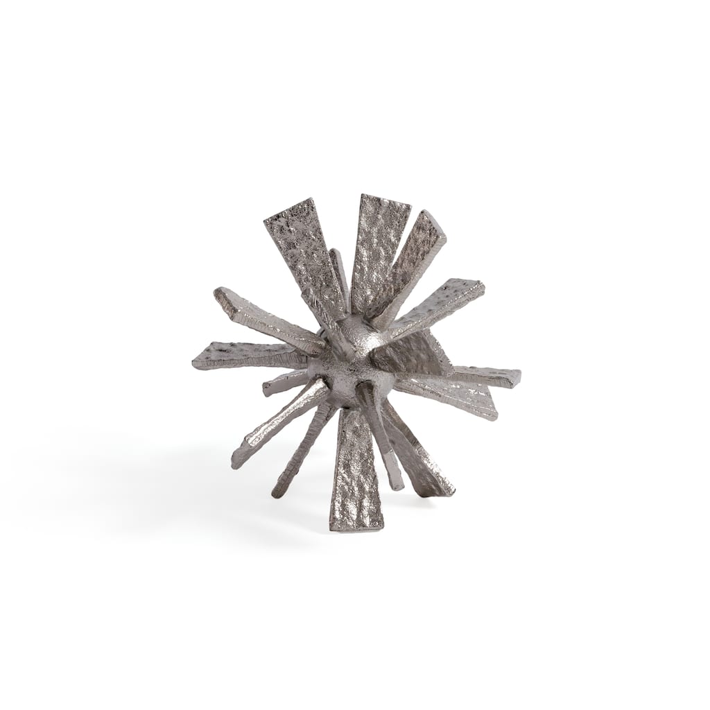 Sculptural Starburst Metal Orb Accent