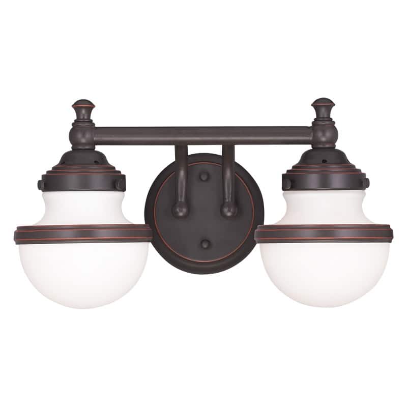 Livex Lighting Oldwick 2 Light 15" Wide Vanity Light with White Shade