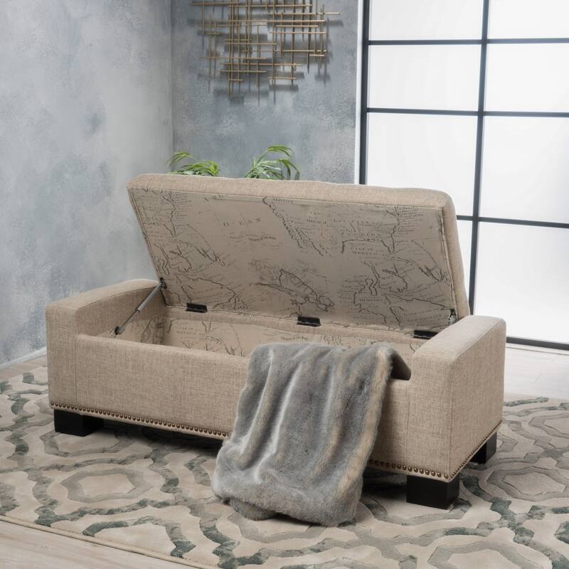 Stylish Storage Ottoman with Studs: Innovative Design, Spacious Interior