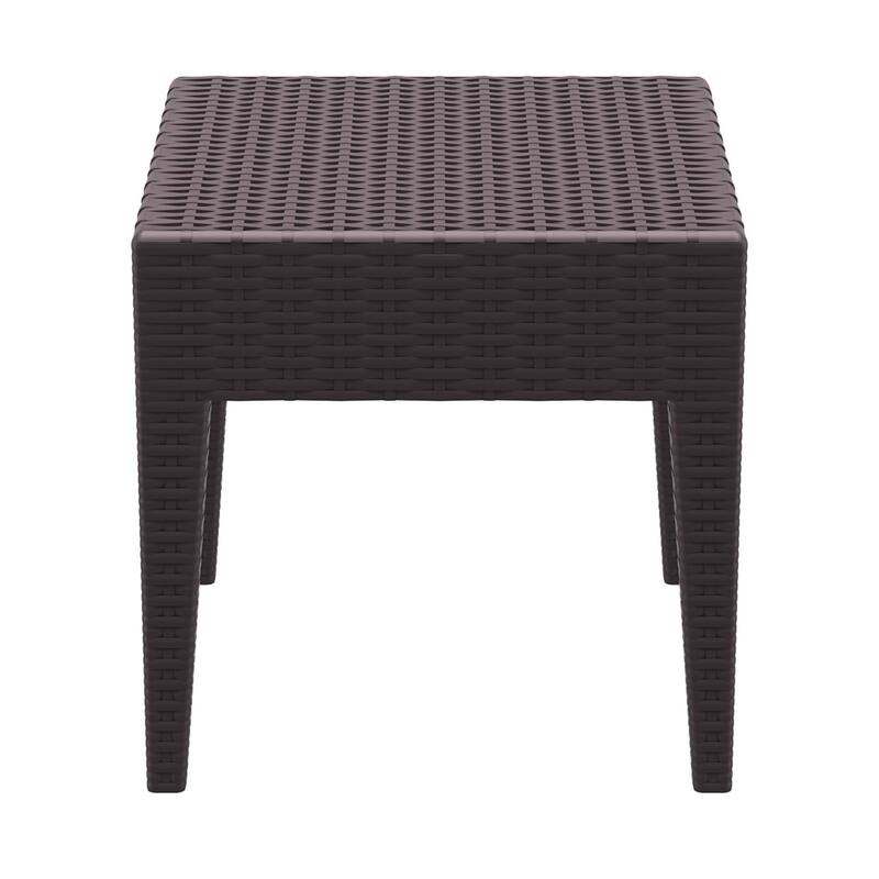 18" Brown Outdoor Patio Wickerlook Square Side Table