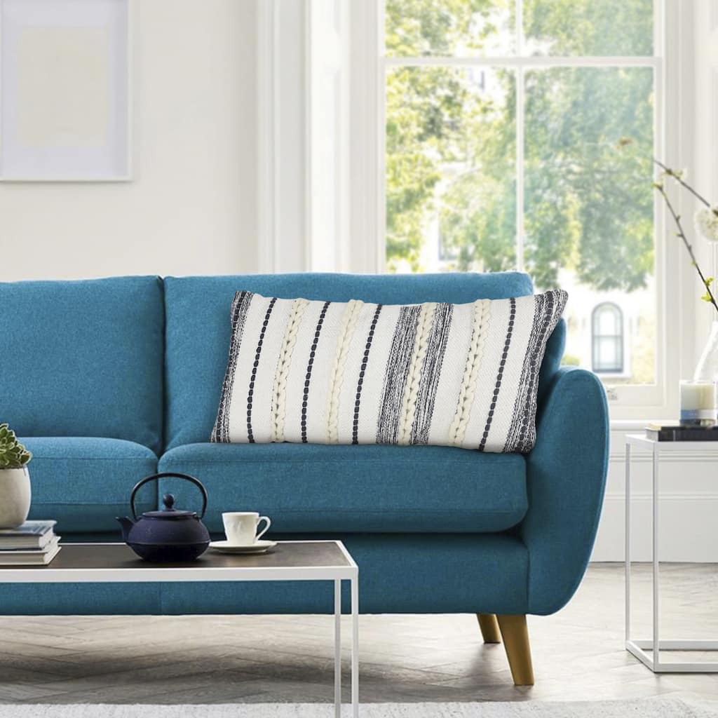 Sevita Seashore Braided Nautical Stripe Cotton Blend Throw Pillow