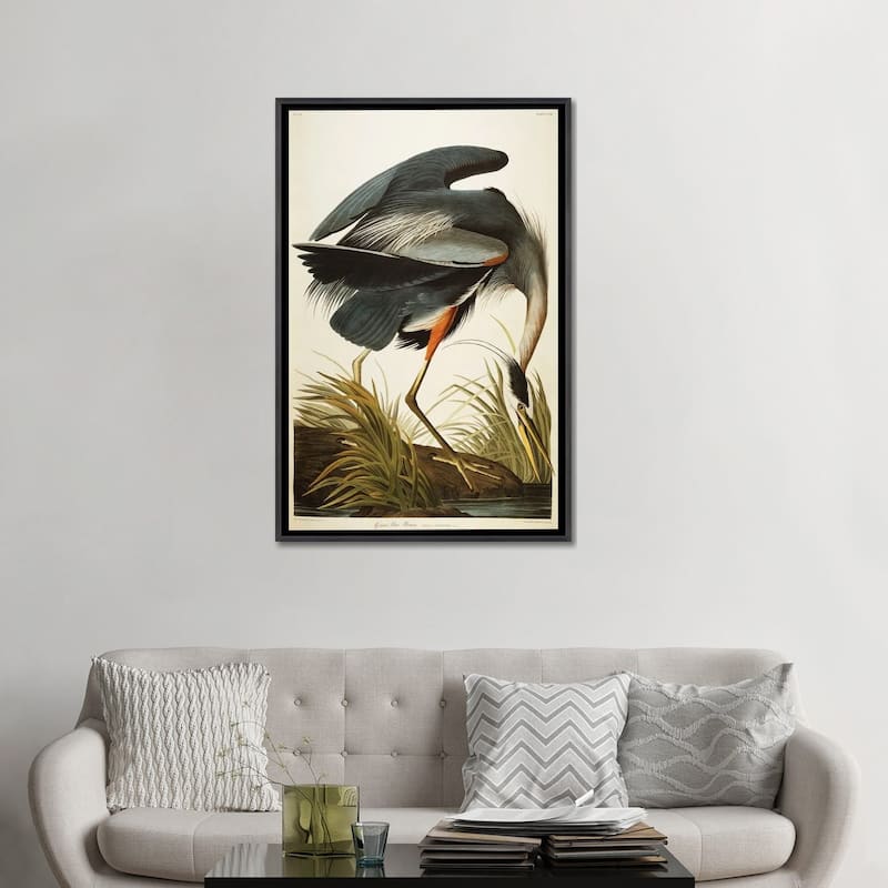iCanvas "Great Blue Heron " by John James Audubon Framed