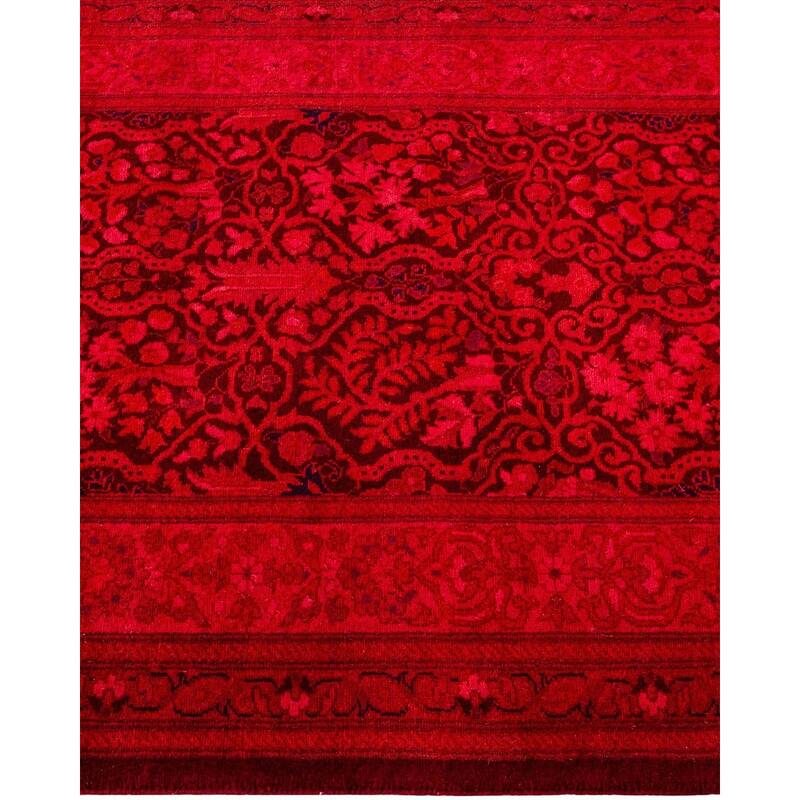 Overton Hand Knotted Wool Vintage Inspired Modern Contemporary Overdyed Red Runner Rug - 2' 7" x 12' 2"