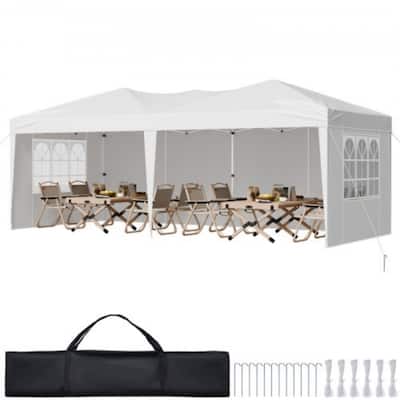 10x20 ft Pop-Up Outdoor Canopy Tent with 4 Removable Sidewalls Adjustable Height and Carry Bag