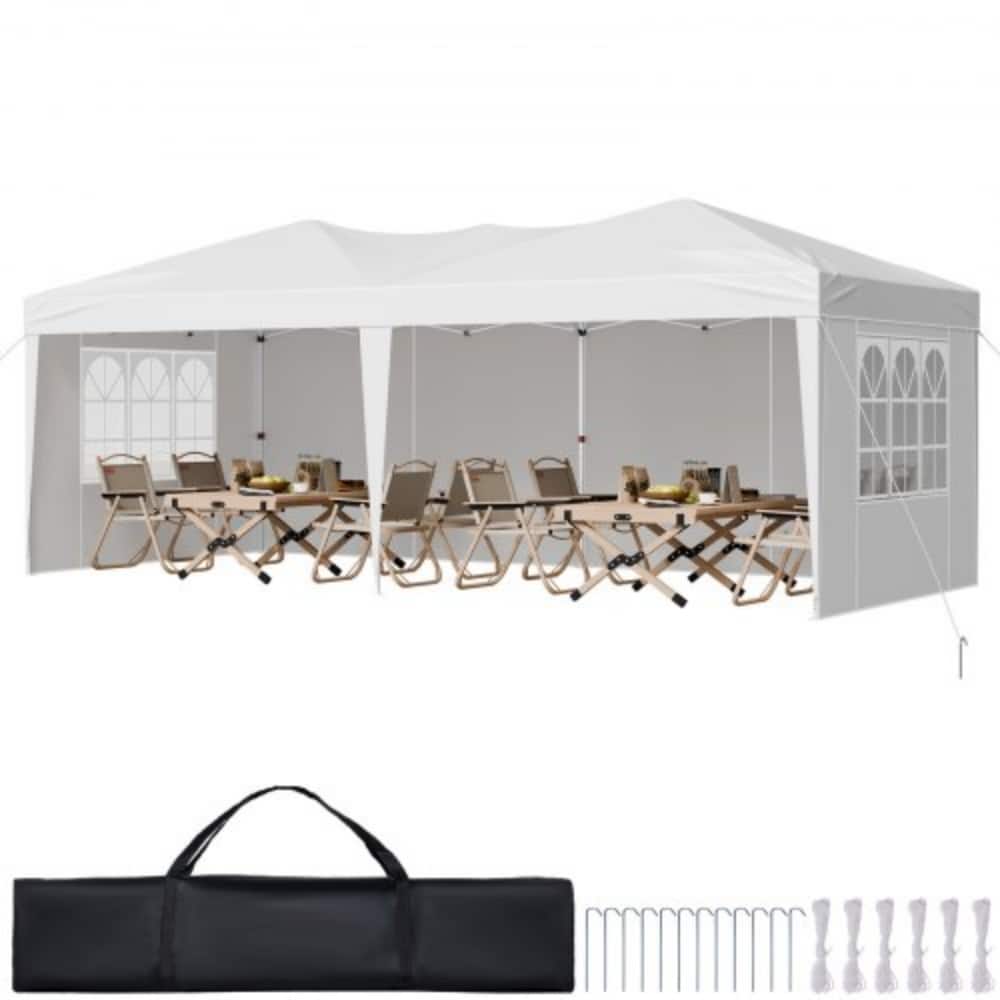 10x20 ft Pop-Up Outdoor Canopy Tent with 4 Removable Sidewalls Adjustable Height and Carry Bag