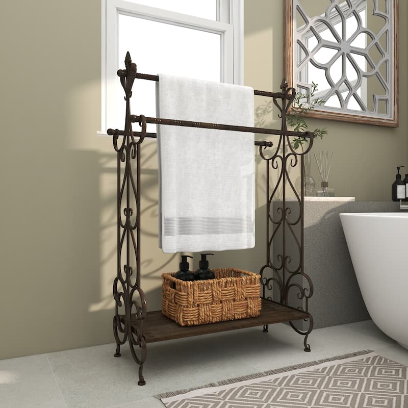Black Wood Scroll Quilt Rack