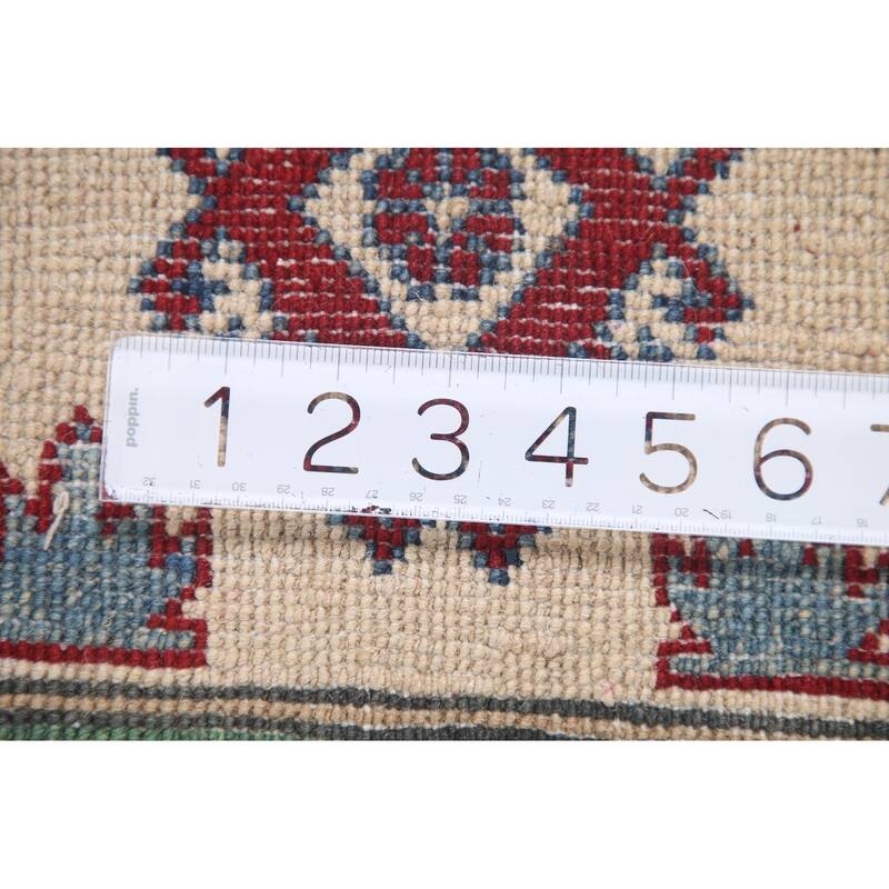 Hand Knotted Oriental 100% Wool Carpet Traditional Geometric Red Kazak Area Rug - 9' 10'' X 6' 8''