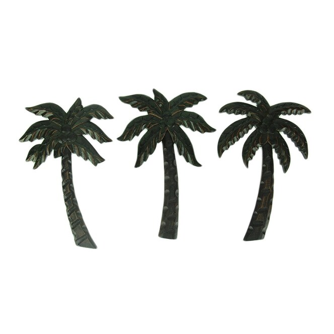 Shop Dark Green Wood Palm Tree Tropical Wall Decor Set Of 3 12 X