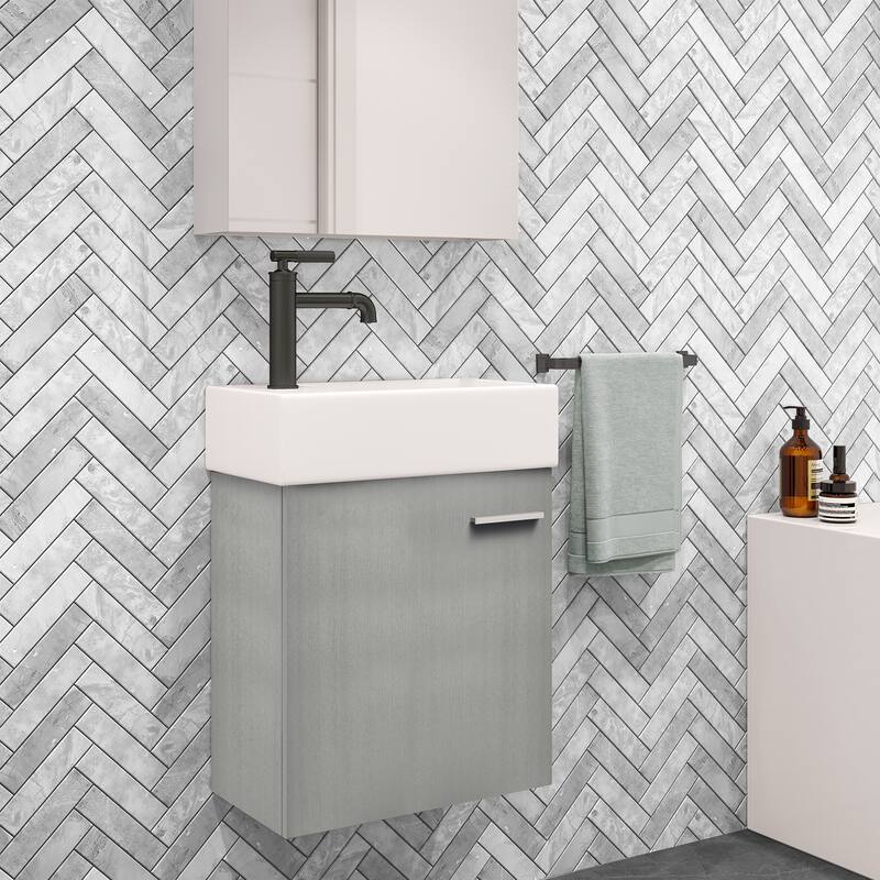 Swiss Madison Colmer 18" Single, One Cabinet, Bathroom Vanity - Brushed - Brushed Grey