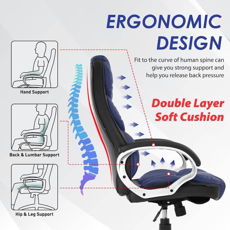 Baldwin Modern Black Ergonomic Swivel High Back Office Chair with Lumbar Support by Furniture of America