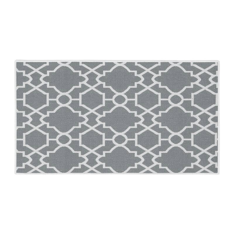 SussexHome Non-Skid Ultra-Thin Area Rugs for Laundry Room, Entryway, Bathroom and Kitchen - Washable Multipurpose Floor Mat - 24x44 inch - Geometric Graphic-Gray