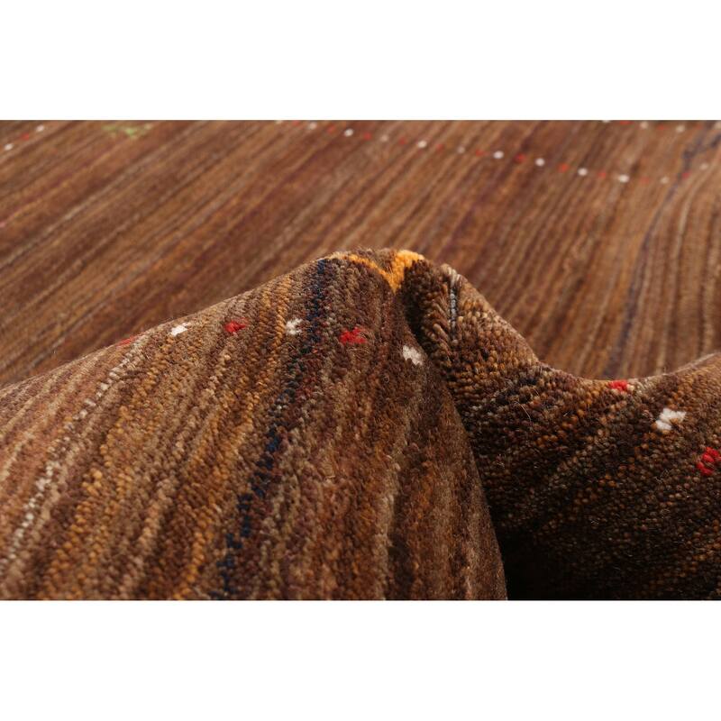 ECARPETGALLERY Hand Loomed Kashkuli Gabbeh Dark Brown Wool Rug - 3'11 x 6'1