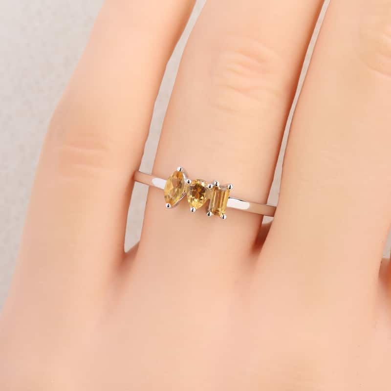 Miadora Multi-Gem Three Stone Ring Sterling Silver