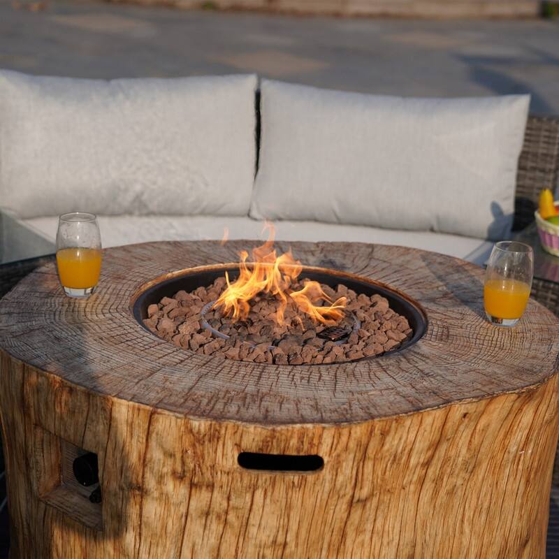 9-piece Halfmoon Patio Sectional Sofa Set with Fire Pit Table