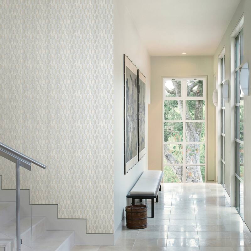 Brewster Kendall Teal Honeycomb Geometric Wallpaper - 21in x 396in x 0.025in