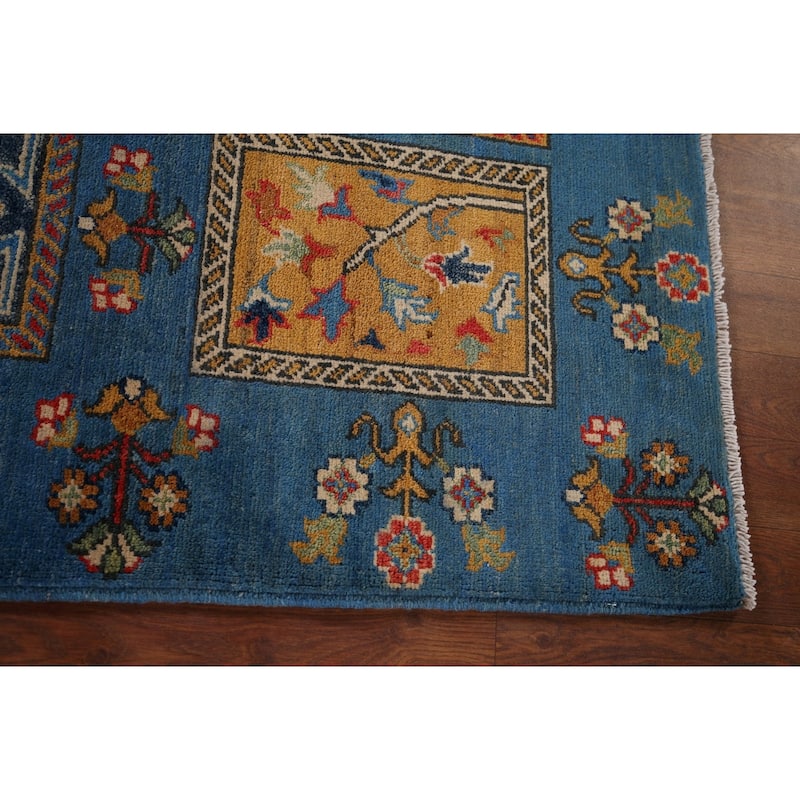 Garden Design Kazak Oriental Accent Rug Hand-Knotted Wool Carpet - 3'8" x 4'11"