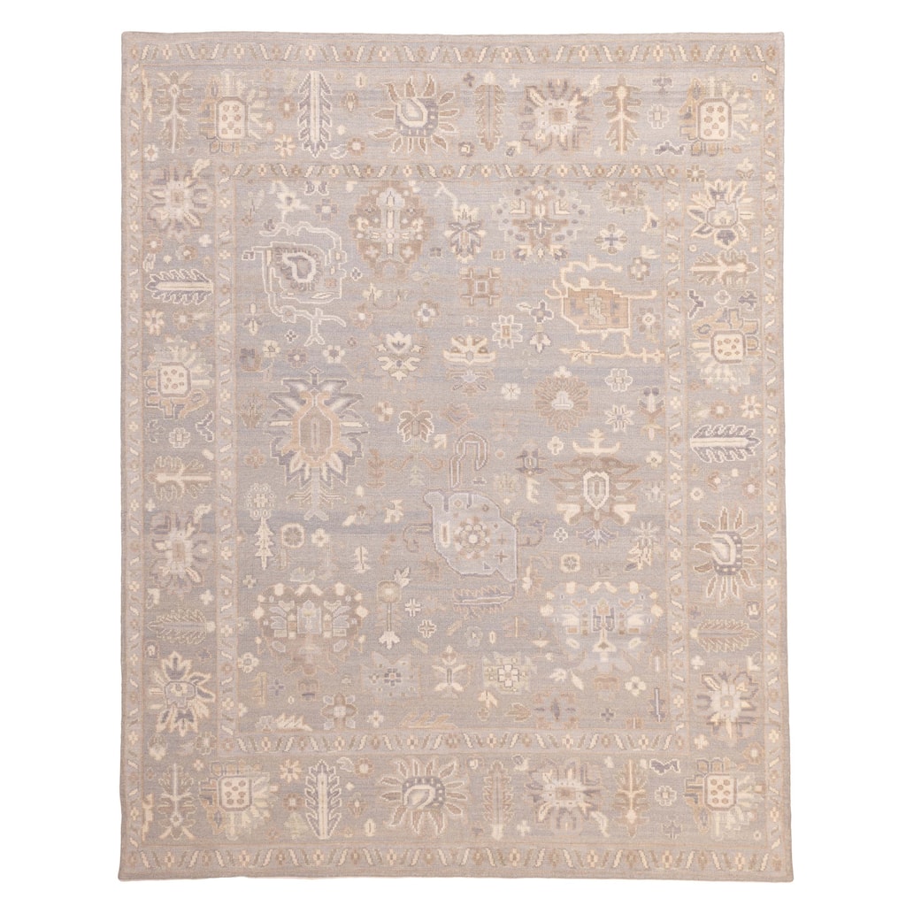 ECARPETGALLERY Hand-knotted Finest Oushak Dark Grey Wool Rug - 9'2 x 11'8