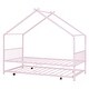 preview thumbnail 14 of 13, Metal Twin Size House Bed with Twin Size Trundle