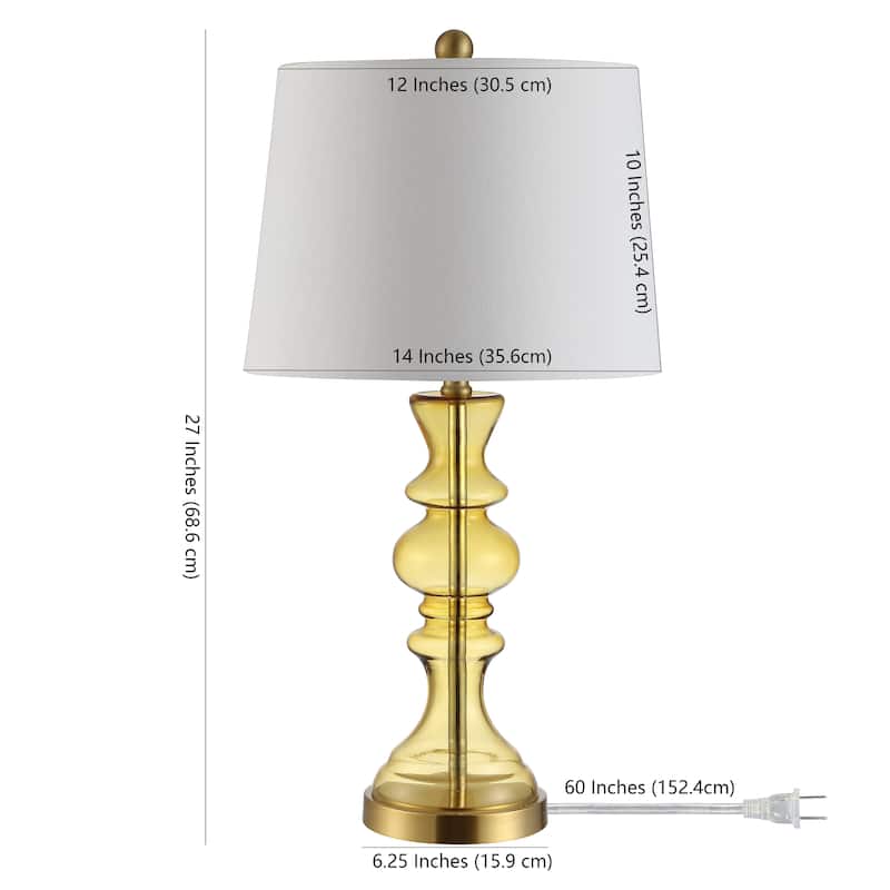 SAFAVIEH Lighting Sabira Amber 27-inch LED Table Lamp - 14" W x 14" L x 27" H - 14Wx14Dx27H