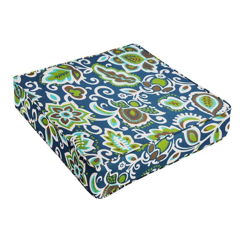 Sorra Home Outdoor Corded Deep Seating Cushion - Faxon Oxford Navy - 22.5 in W x 22.5 in D x 5 in H