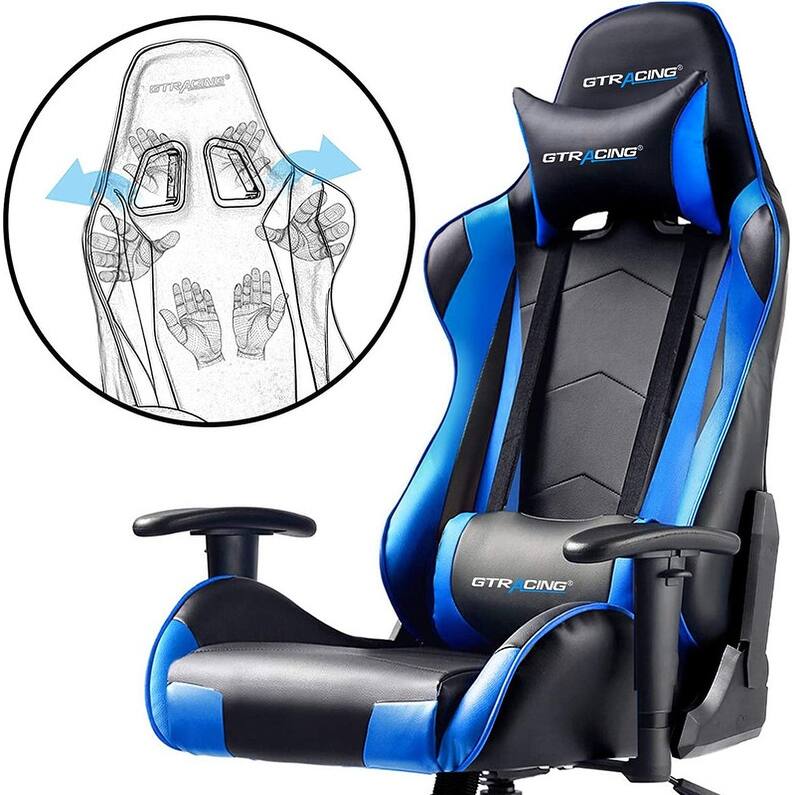 Lucklife Gaming Chair Racing Office Computer Ergonomic Video Game Chair with Headrest and Lumbar Pillow Esports Chair