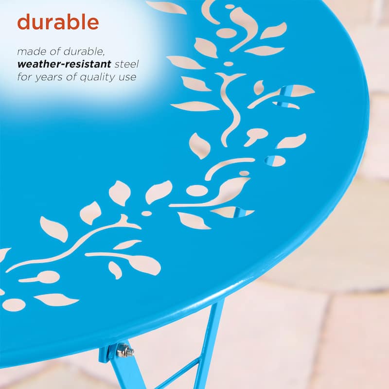 Alpine Corporation Indoor/Outdoor 3-Piece Bistro Set Folding Table and Chairs Patio Seating
