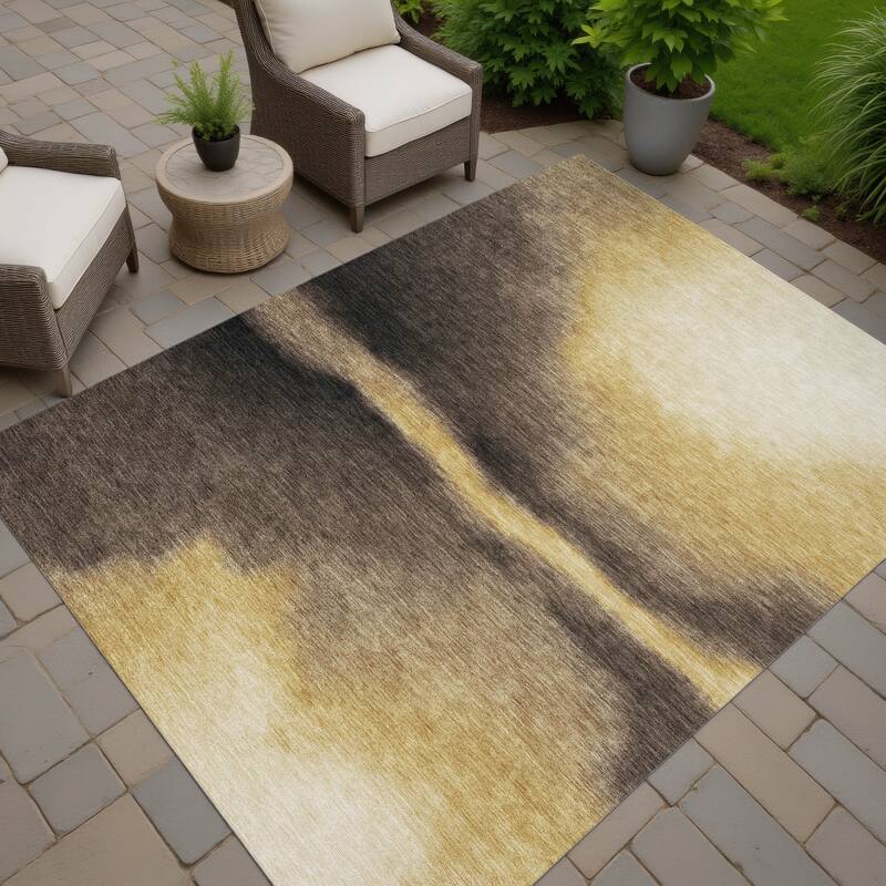 Machine Washable Indoor/ Outdoor Modern Landscape Chantille Rug