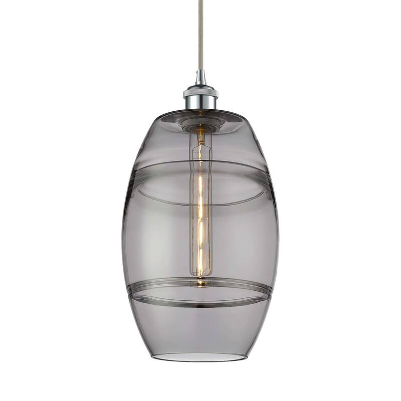 Innovations Lighting 516-1P-10-8 Vaz Pendant Vaz 8" Wide Mini Pendant - Polished Chrome / Light Smoke