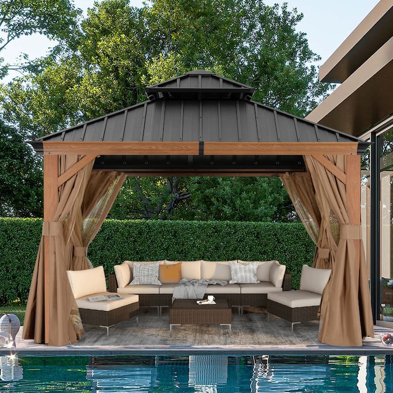 ABCCANOPY Outdoor Hardtop Gazebo with Galvanized Steel Double Roof