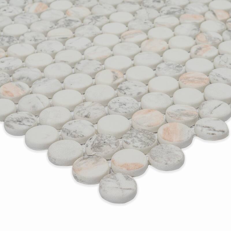 Ackland AKM-G-12X12PR-CA 12" x 12" Glass Penny Floor and Wall Mosaic - Blush Veil