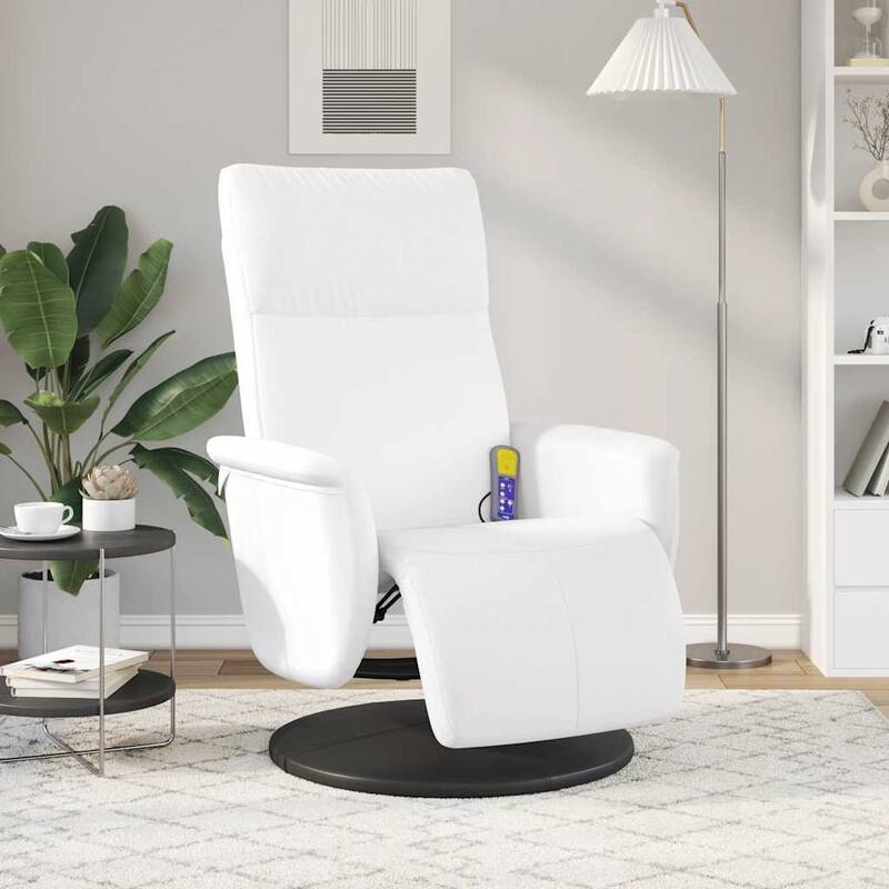 vidaXL Massage Recliner Chair with Footrest White Faux Leather